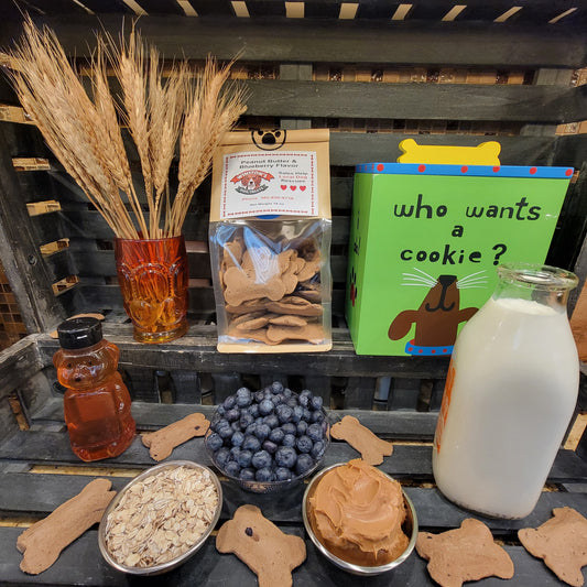 Peanut Butter and Blueberry Dog Treats 1 LB. Bag